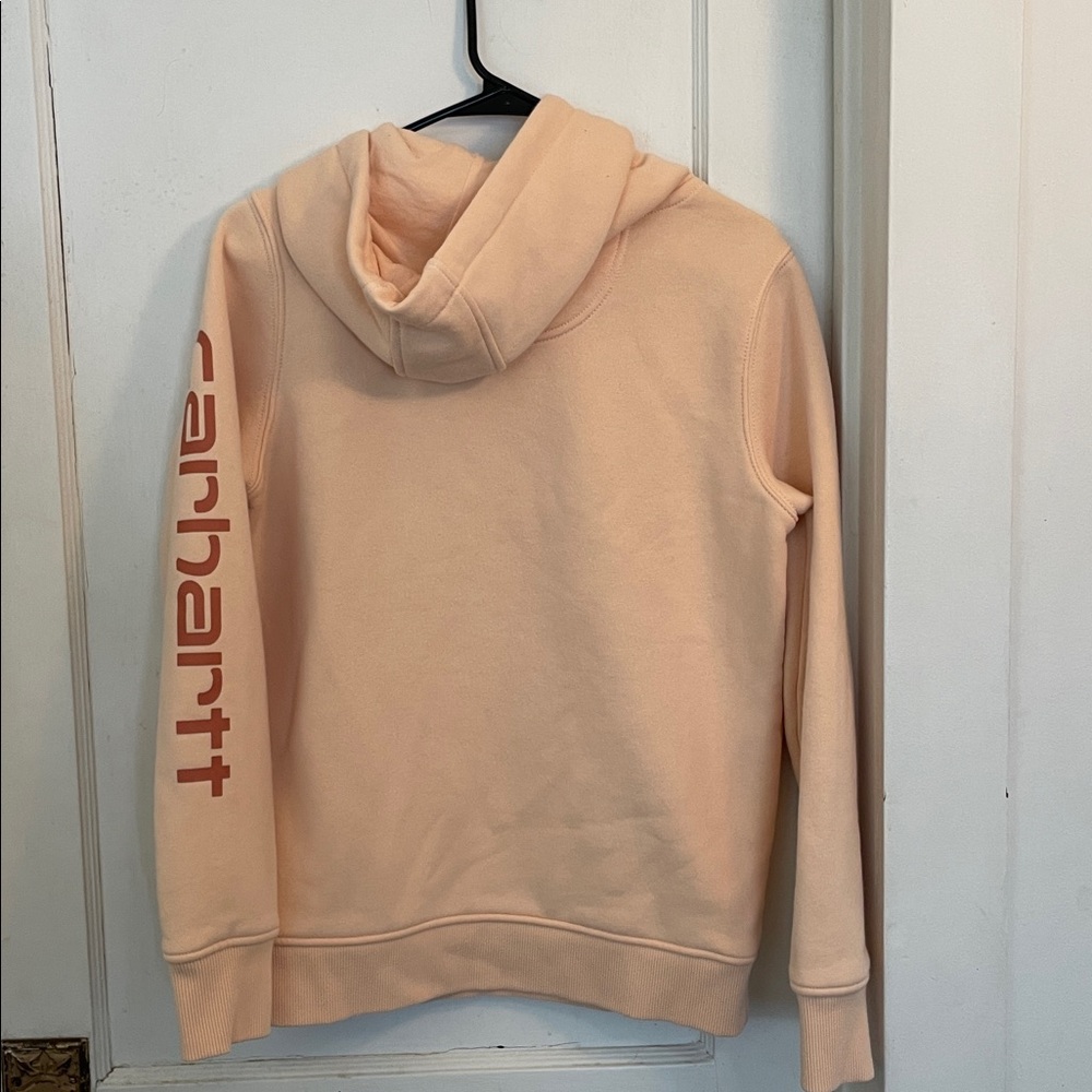 Carhartt Peach Hoodie with Chest Logo and Sleeve Script - Picture 4 of 5
